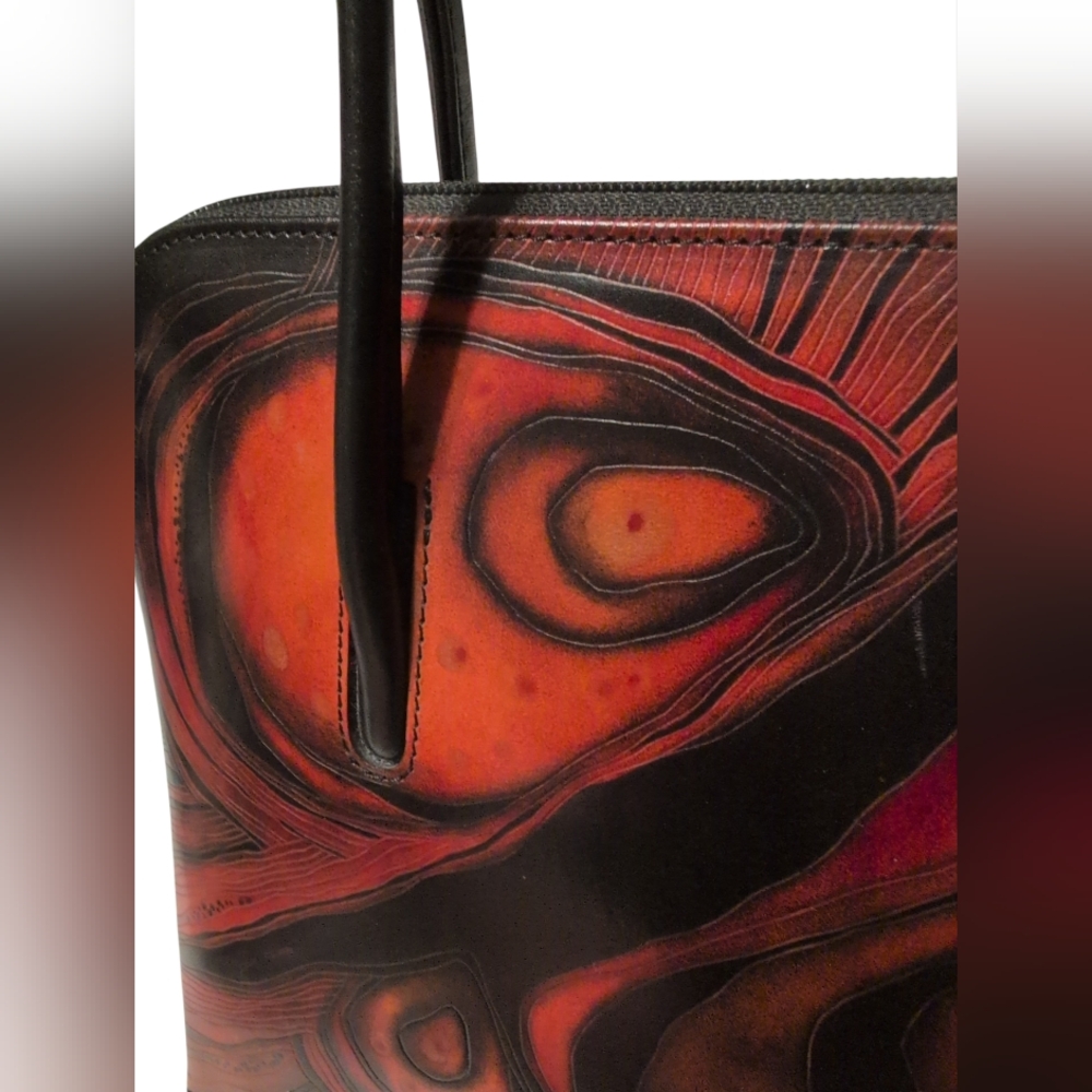 Bambas Artistic Leather Hand Painted Tote Handbag Unique Purse Preloved Vintage - Picture 11 of 13
